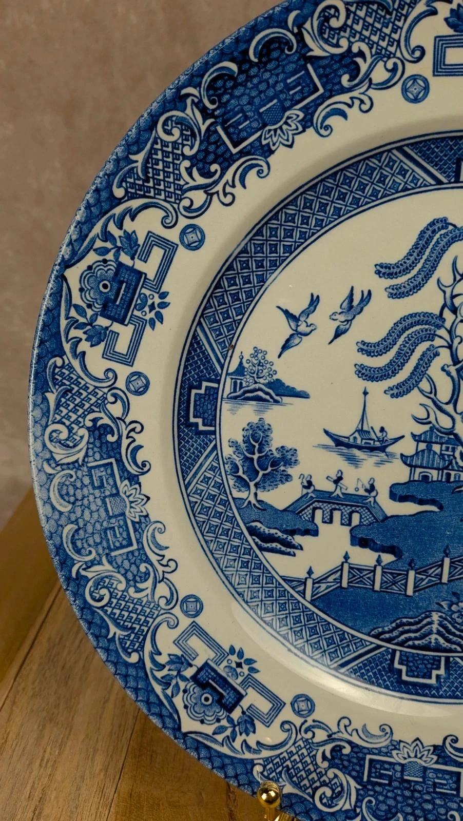 Assiette anglaise Old Willow bleu blanc – photo 2